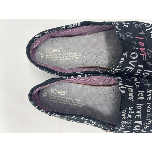 TOMS Women's W6 "Let Love Rule" Shoes Black /pink/silver - Picture 6 of 7
